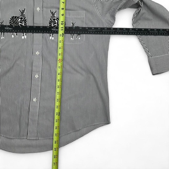 MiLi Designs Zebra Embroidered Striped Button Down Shirt Size M Relaxed Fit - Picture 5 of 7